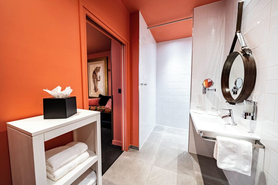 Deluxe Room | Bathroom | Hair dryer, towels