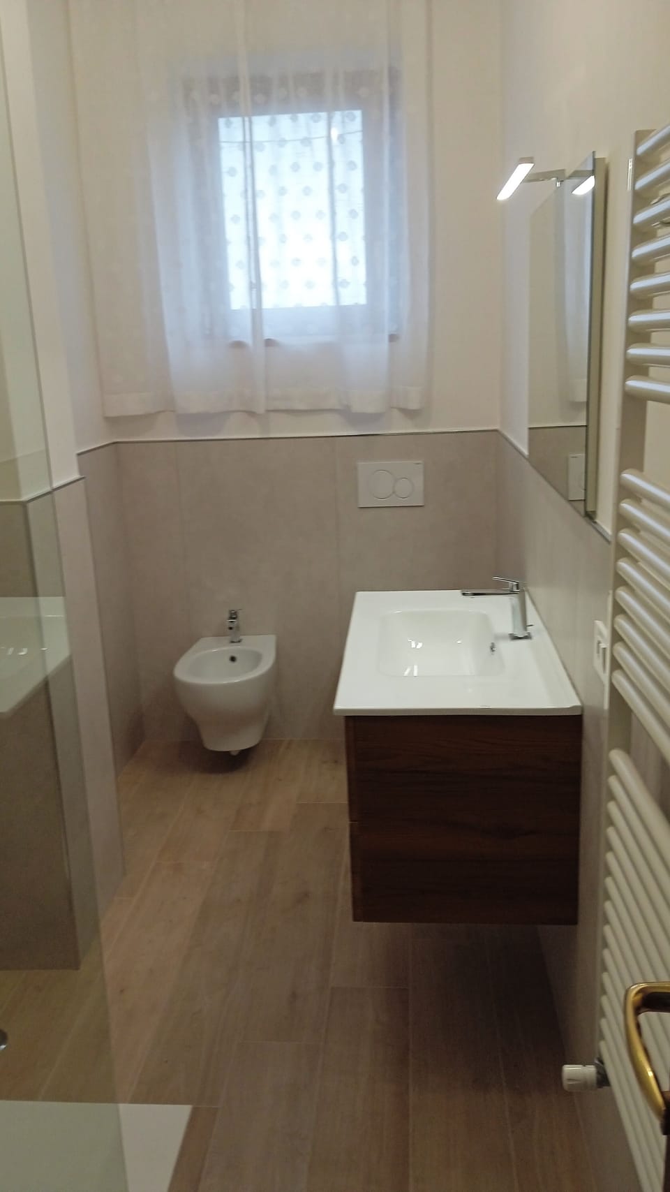 Combined shower/tub, rainfall showerhead, hair dryer, bidet