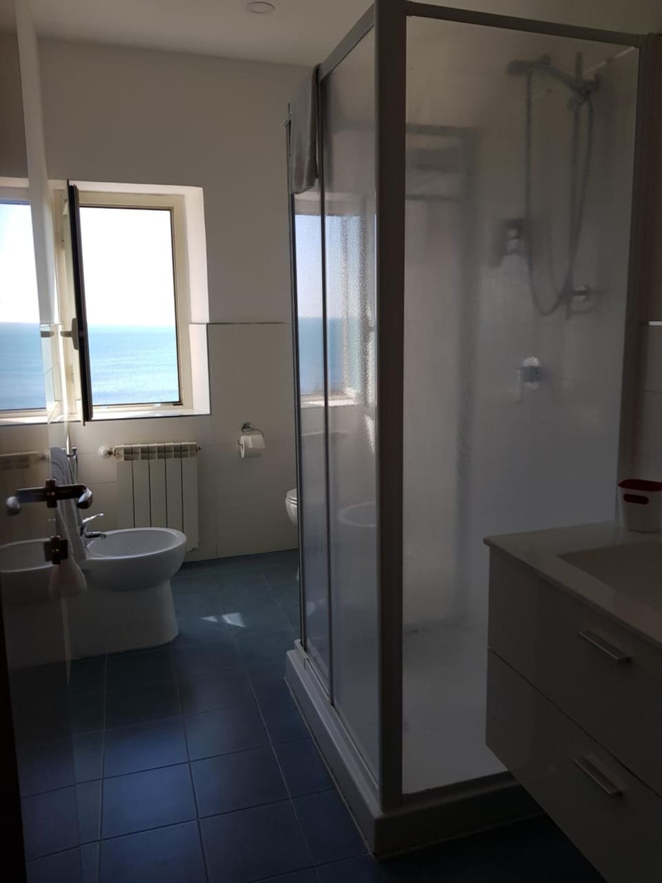 Shower, free toiletries, hair dryer, bidet