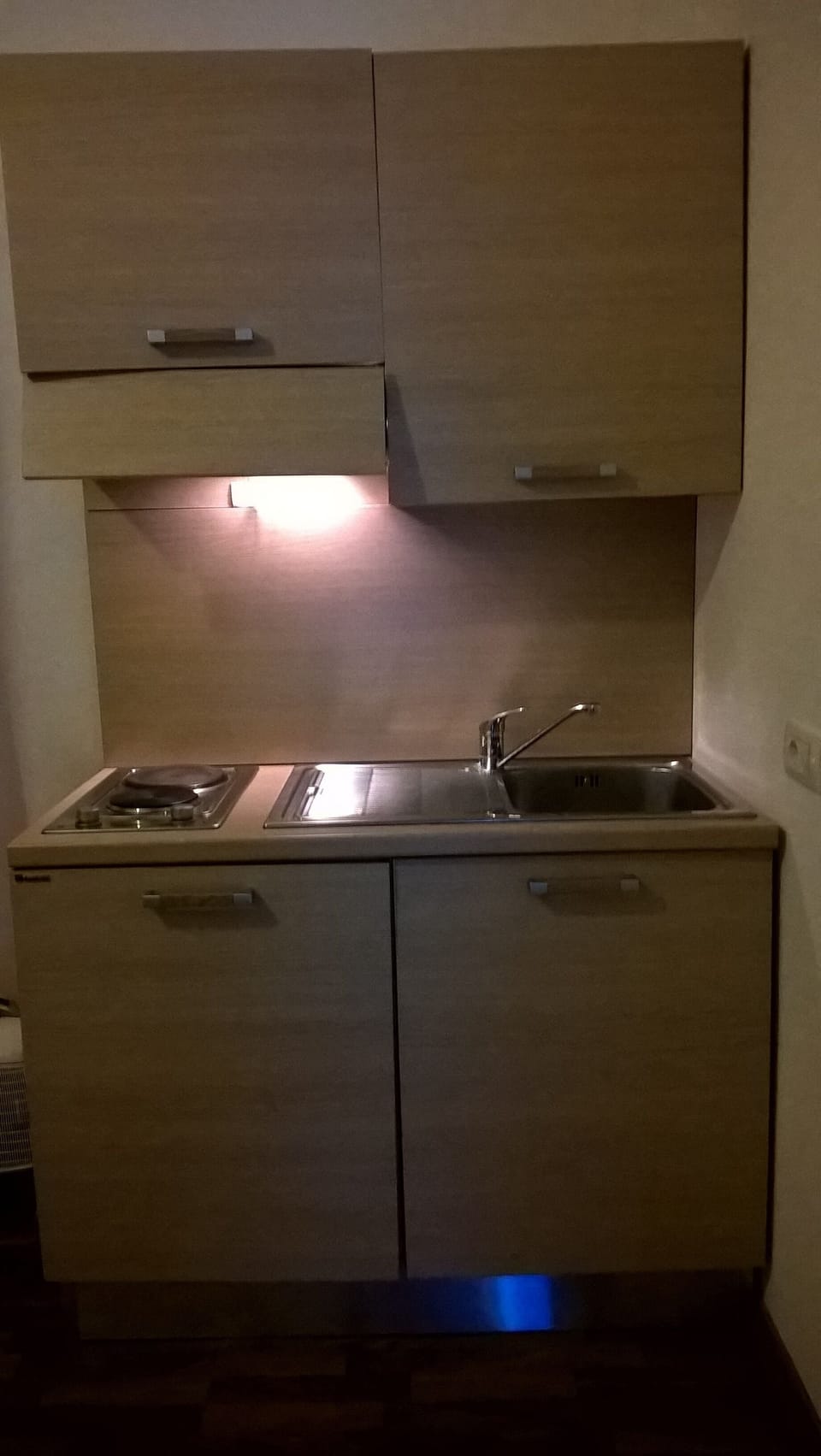 Mini-fridge, microwave, stovetop, espresso maker