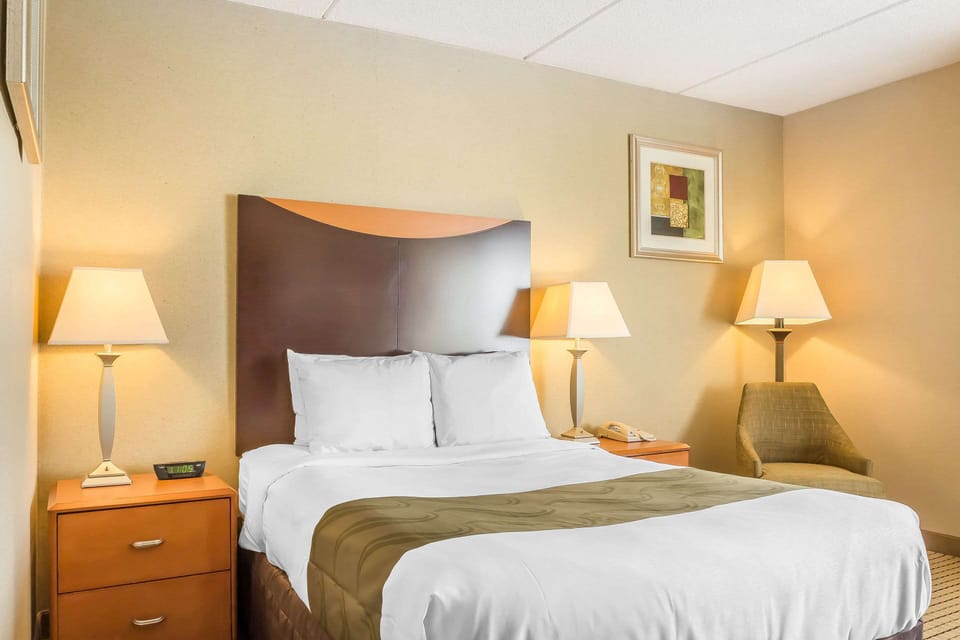 Premium bedding, desk, blackout drapes, free WiFi