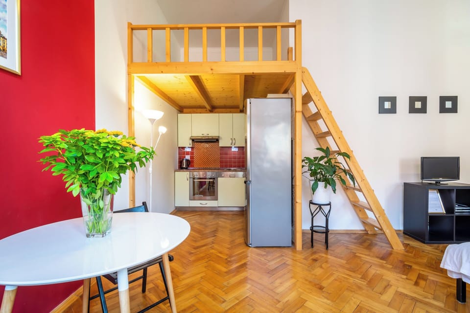 Studio with Sofa Bed | Private kitchen | Fridge, microwave, stovetop, highchair