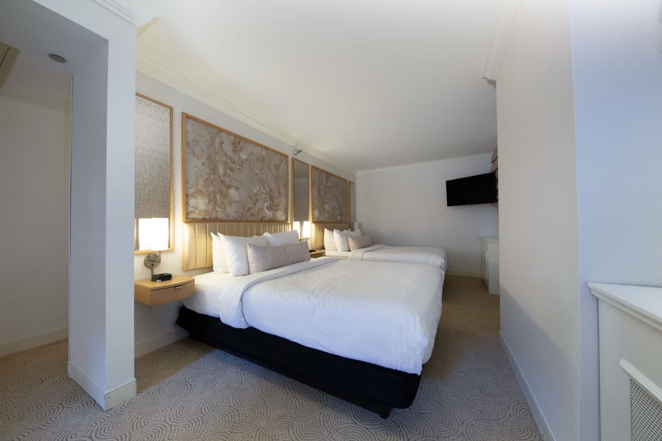 Two Queen Beds Room | Premium bedding, in-room safe, desk, laptop workspace