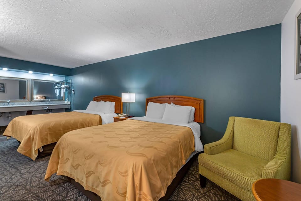 Room, 2 Queen Beds, Accessible, Non Smoking | Desk, laptop workspace, blackout drapes, iron/ironing board