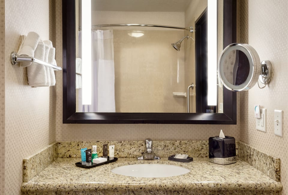 Free toiletries, hair dryer, towels