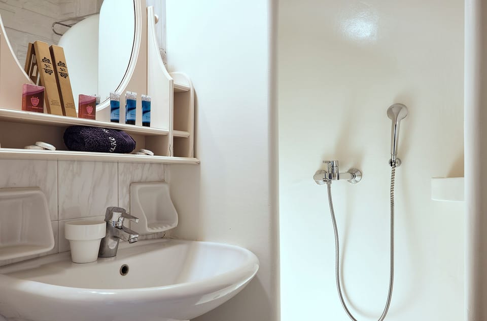 Shower, free toiletries, hair dryer, slippers