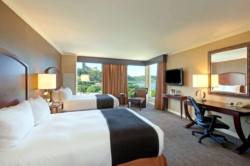 Room, 2 Double Beds, River View | Premium bedding, pillowtop beds, desk, blackout drapes