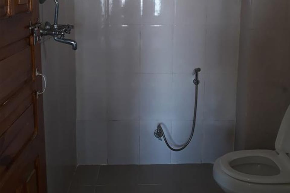 Shower, free toiletries, slippers
