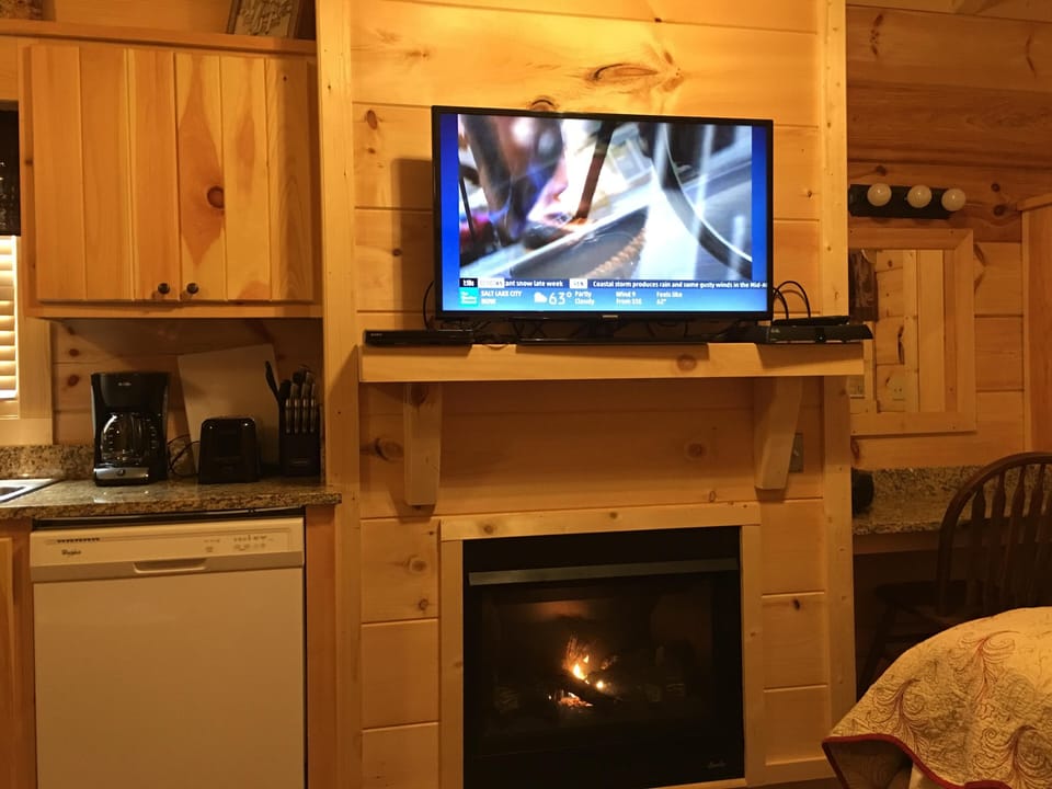 Flatscreen TV with a Gas Fireplace!