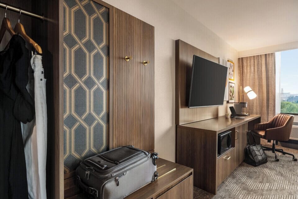 In-room safe, desk, laptop workspace, iron/ironing board