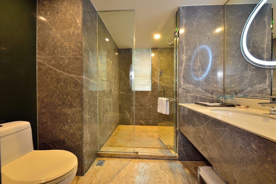 Elegant River View Room | Bathroom | Shower, free toiletries, hair dryer, slippers