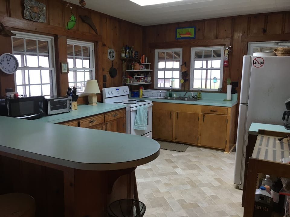 Kitchen has new electric stove.