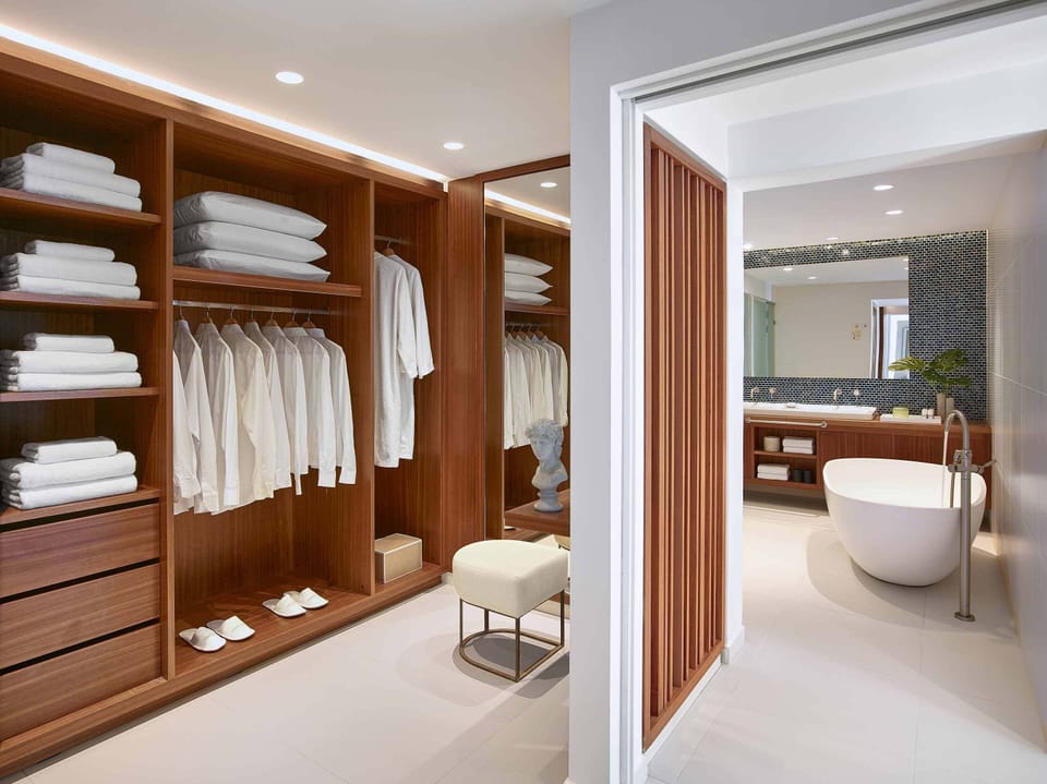 Villa White, Seafront Prive Pool | Bathroom | Free toiletries, hair dryer, bathrobes, slippers