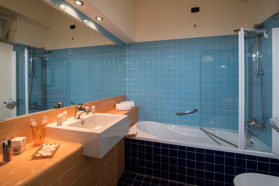 Free toiletries, hair dryer, bidet, towels