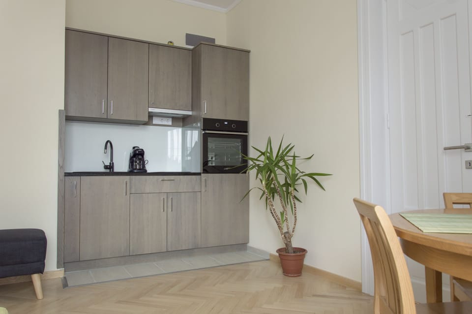 Design Apartment, 1 Bedroom | Private kitchen | Fridge, oven, stovetop, espresso maker