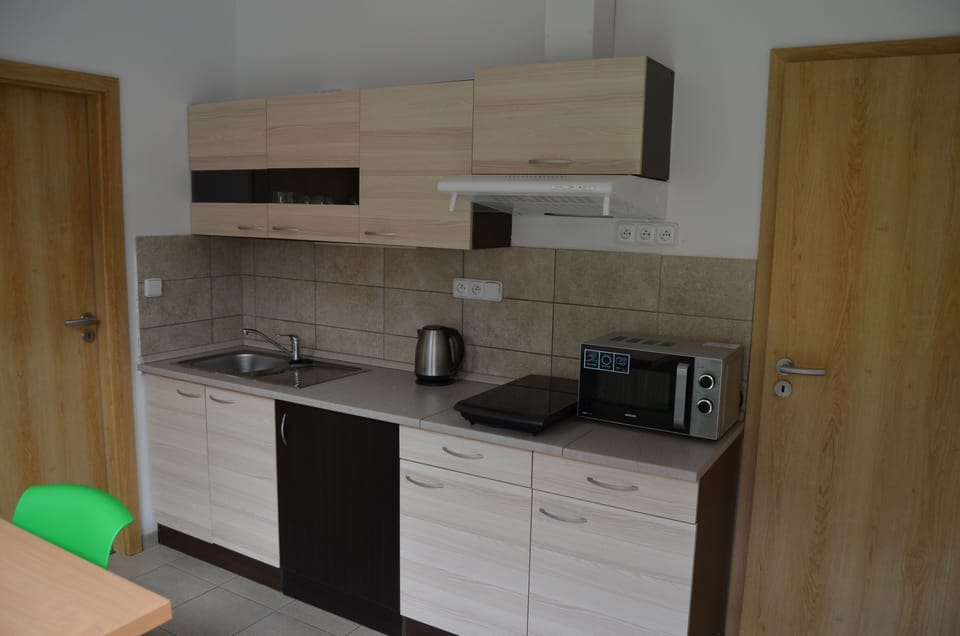 Standard Apartment, Terrace, Garden Area | Private kitchen | Stovetop, electric kettle, cookware/dishes/utensils