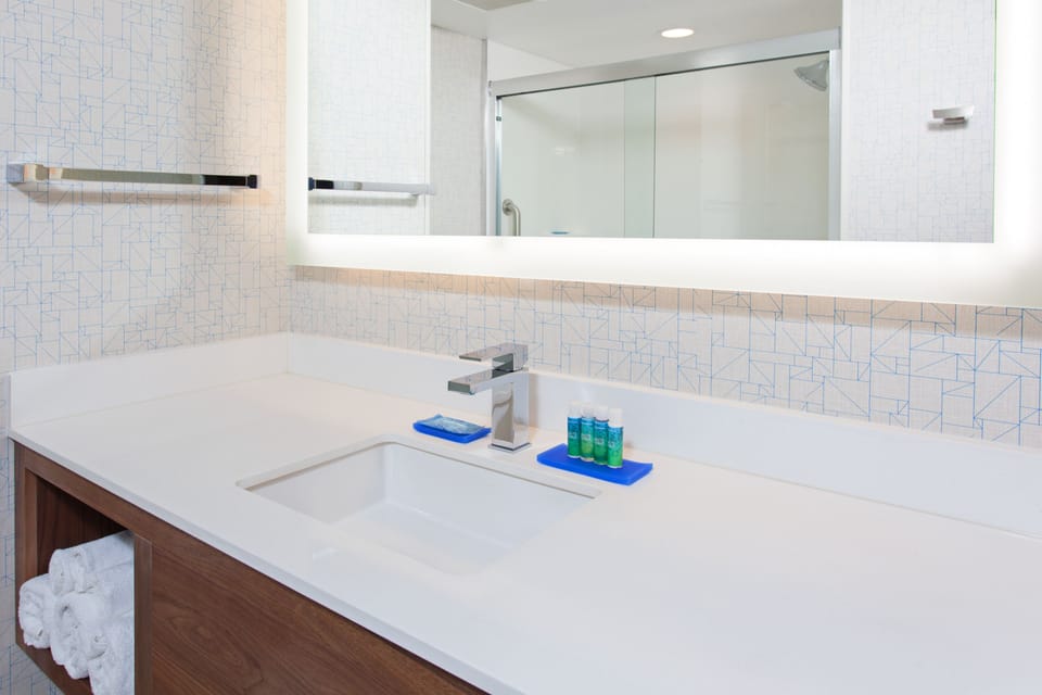 Suite, 1 King Bed | Bathroom | Hair dryer, towels, soap, shampoo