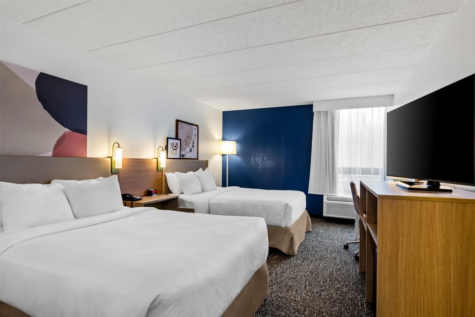 Room, 2 Double Beds, Accessible (Mobility & Hearing, Roll-In Shower) | Iron/ironing board, free cribs/infant beds, rollaway beds, free WiFi