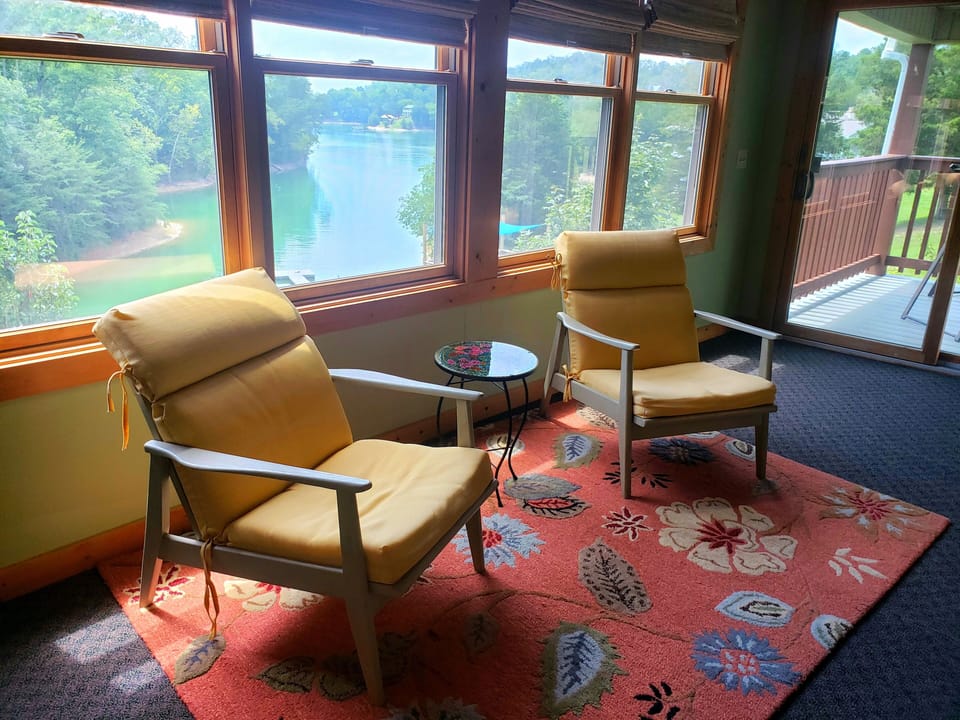 Sunroom with lake view