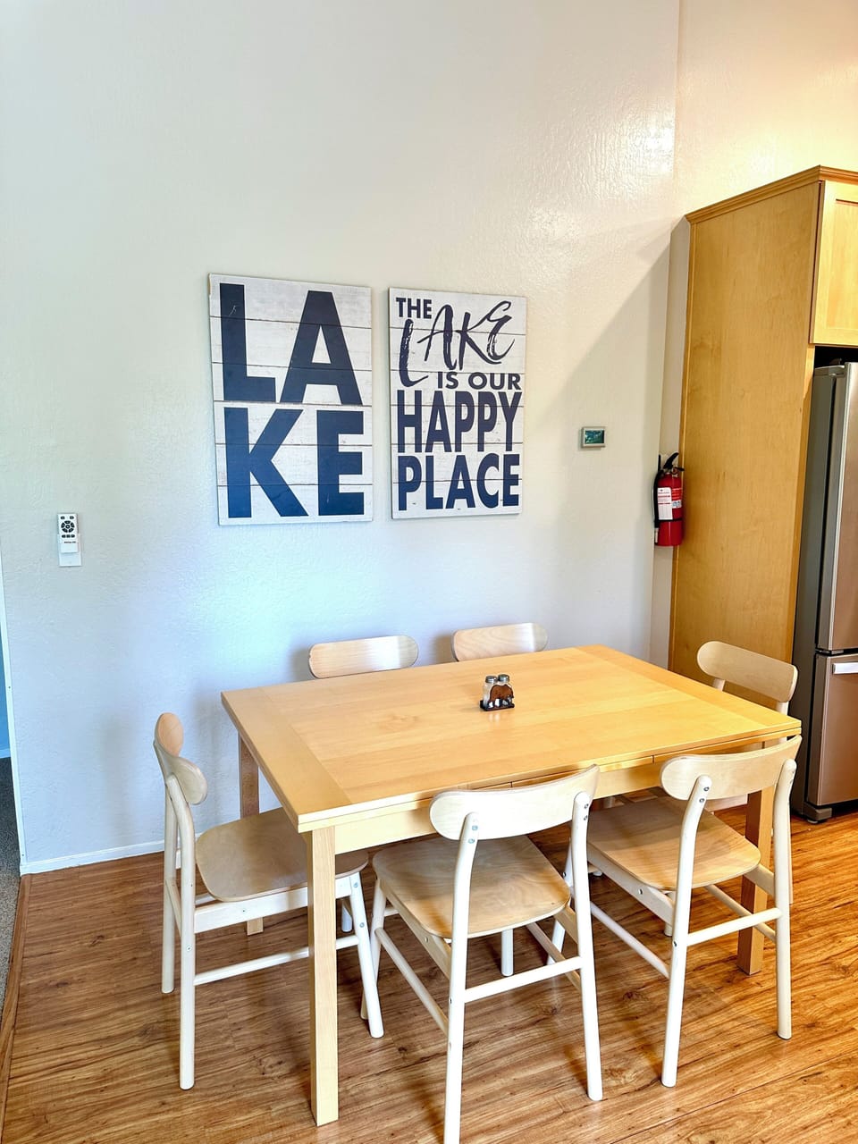 Dinning table slides into itself for smaller groups