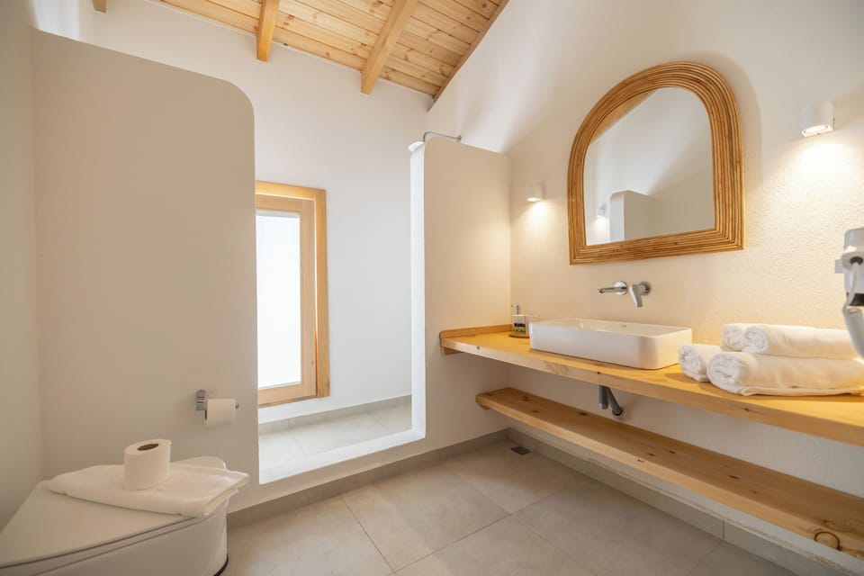 Luxury Double Room | Bathroom | Shower, hair dryer, slippers, towels