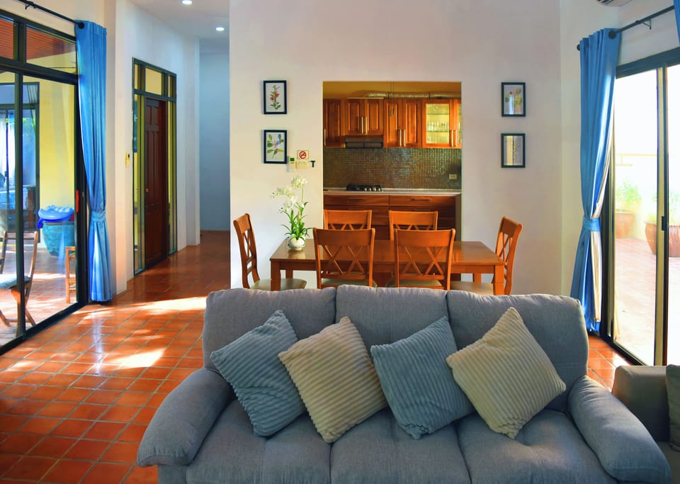 open plan living room and dining room