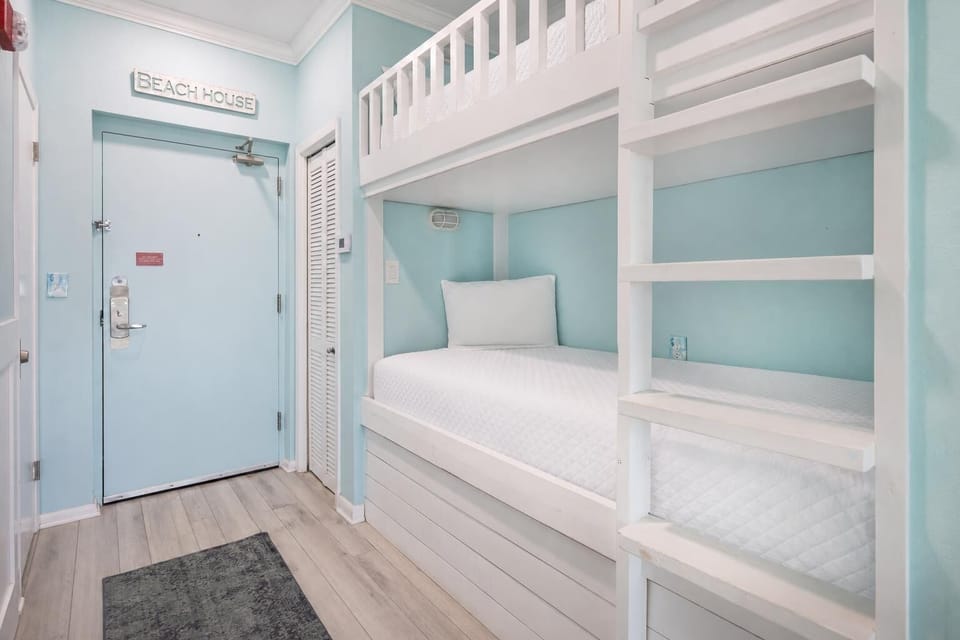 Pillows in the bunk area's twin beds invite the kids to settle in for a peaceful night