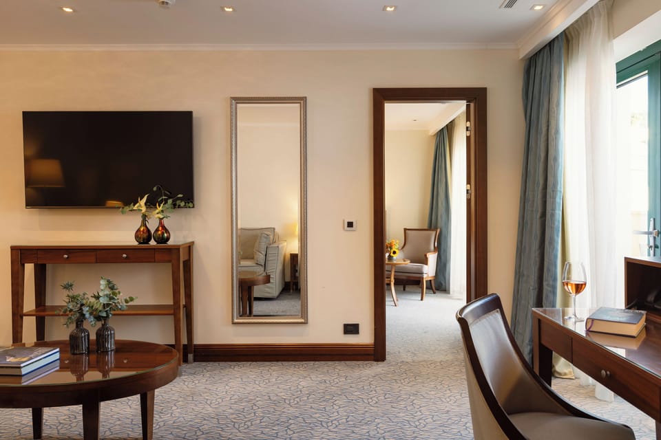 Junior Suite, 1 Bedroom, Balcony, Partial Sea View | Living area | LED TV, pay movies