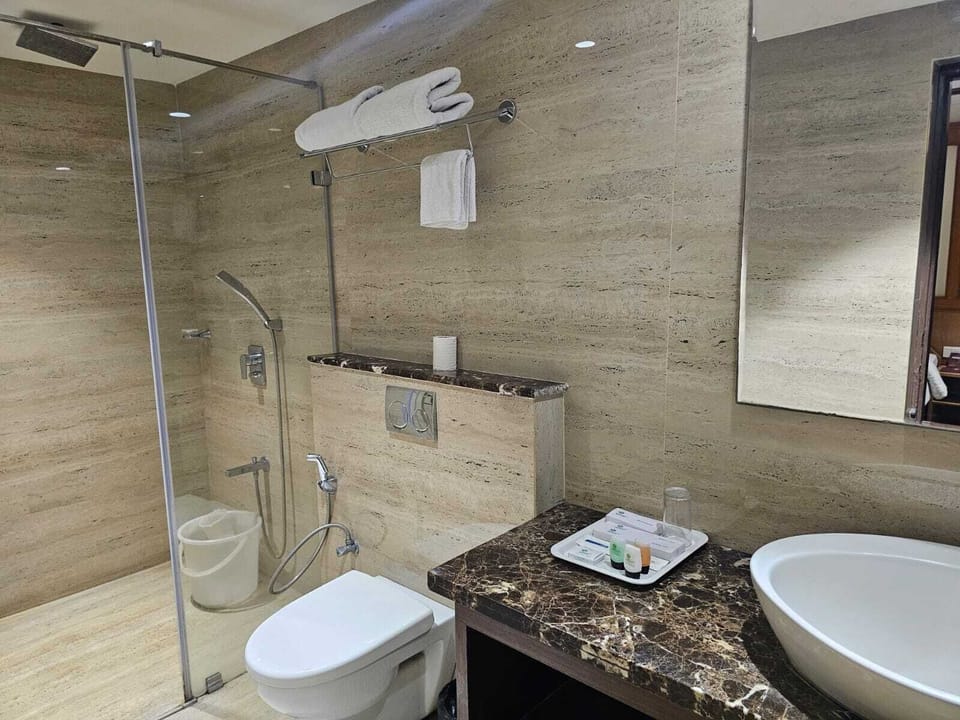 Free toiletries, hair dryer, towels