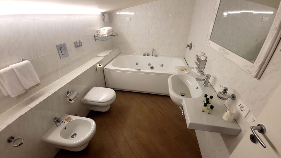 Panoramic Suite, 1 Double Bed (Rooftop) | Bathroom | Hair dryer, slippers, bidet, towels