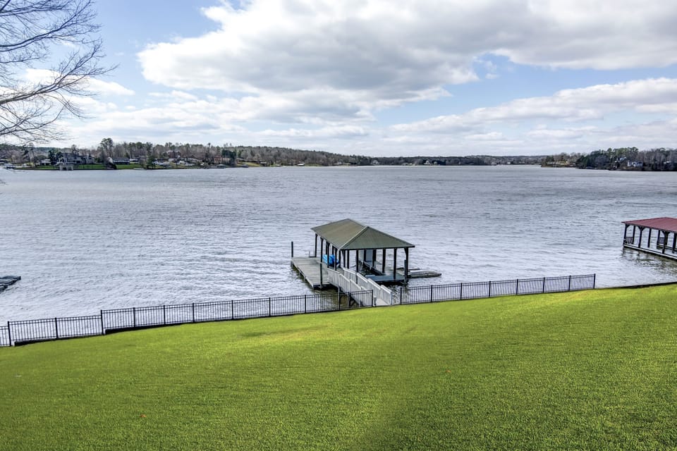 View from paver patio of the dock