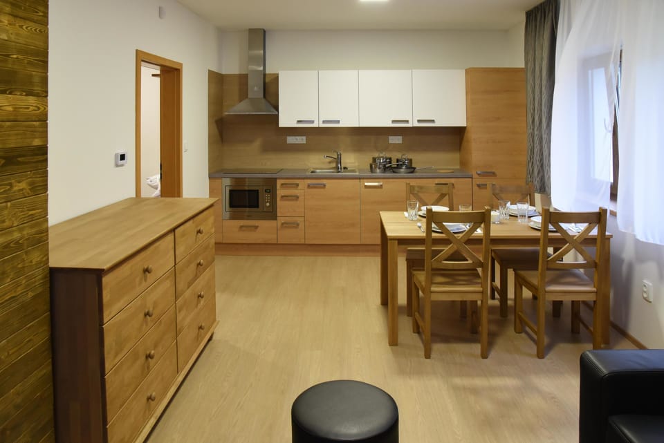Executive Apartment, 1 Bedroom, Kitchen | Private kitchenette | Fridge, microwave, stovetop, dishwasher