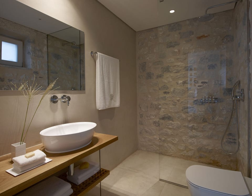 Shower, free toiletries, hair dryer, bathrobes
