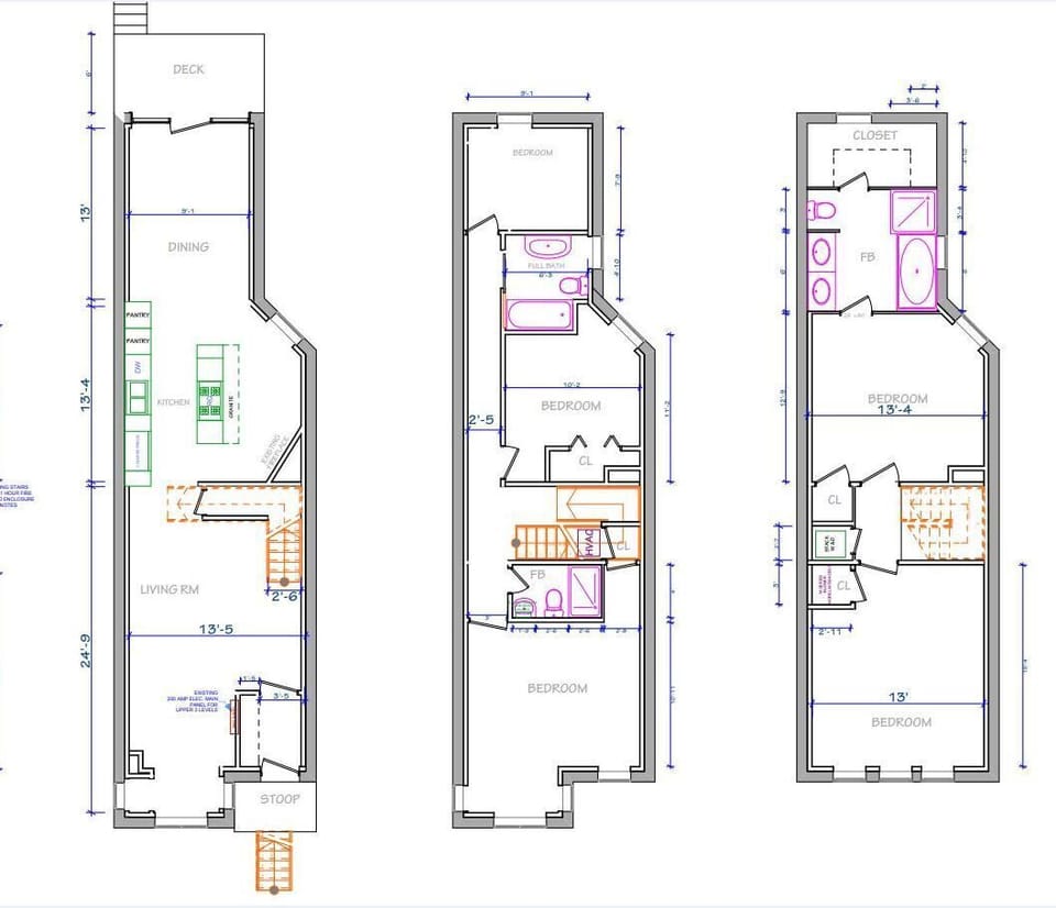 Layout of three floors (basement unit is excluded from rental)