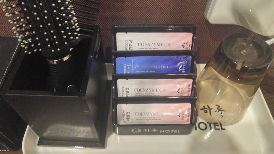 Free toiletries, hair dryer