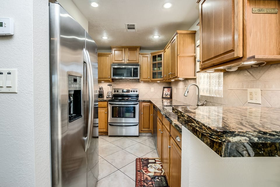 stainless appliances and granite counters