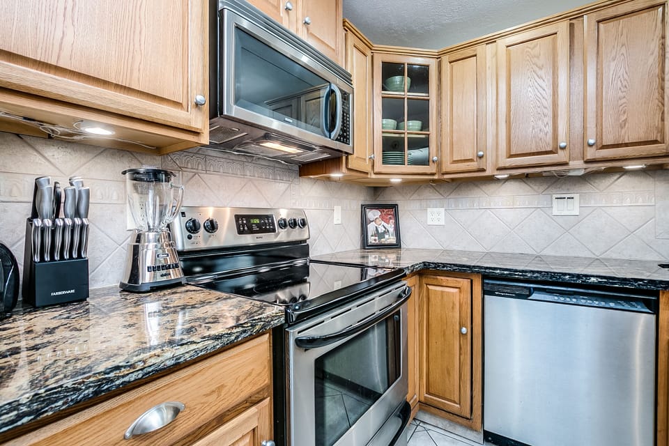 elegant kitchen with lots of cabinet space