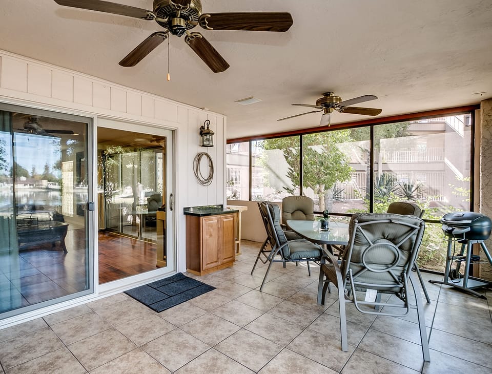 spacious screened outdoor living space