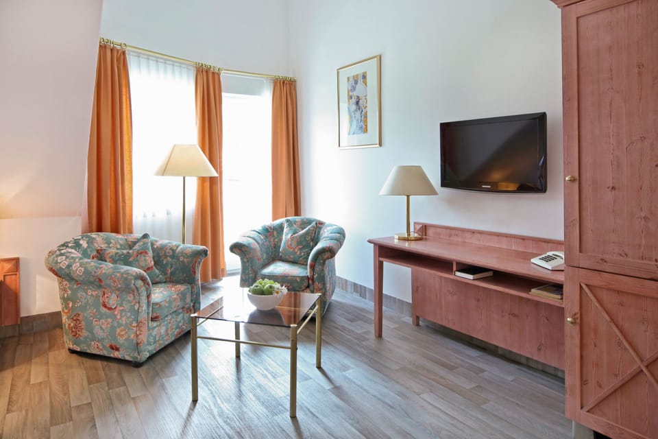 Comfort Double Room | Living area | 35-inch flat-screen TV with satellite channels, TV, toys