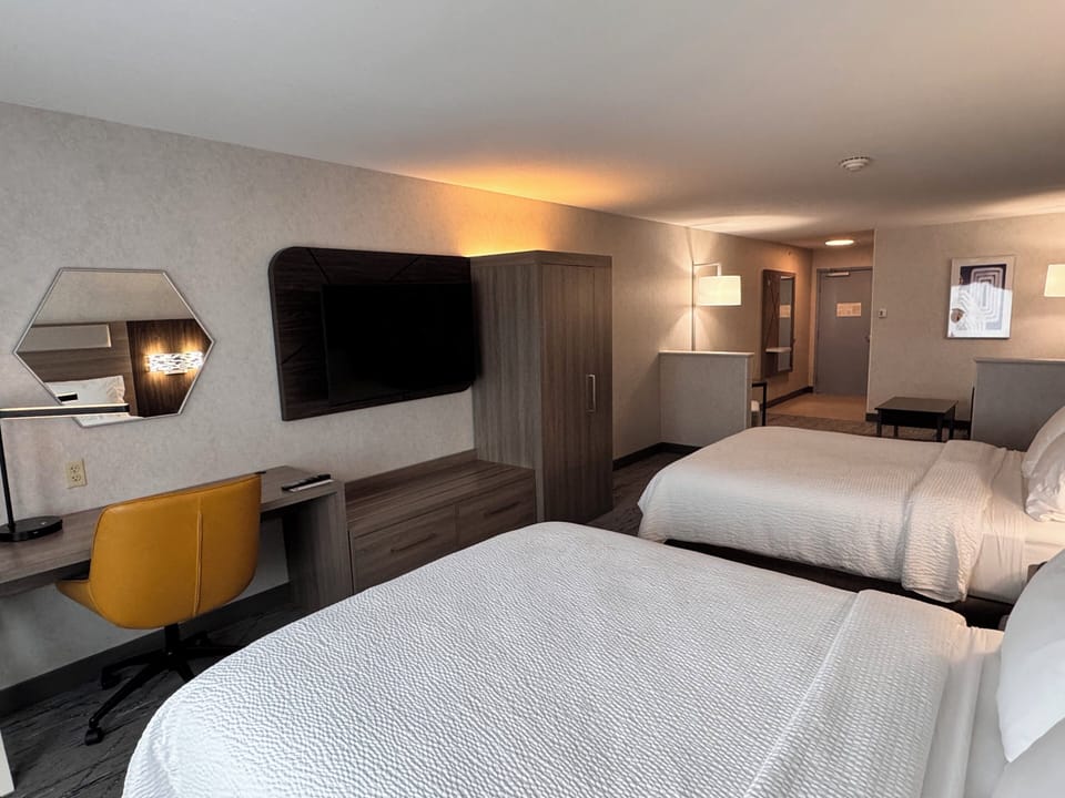 Premium bedding, memory foam beds, in-room safe, desk