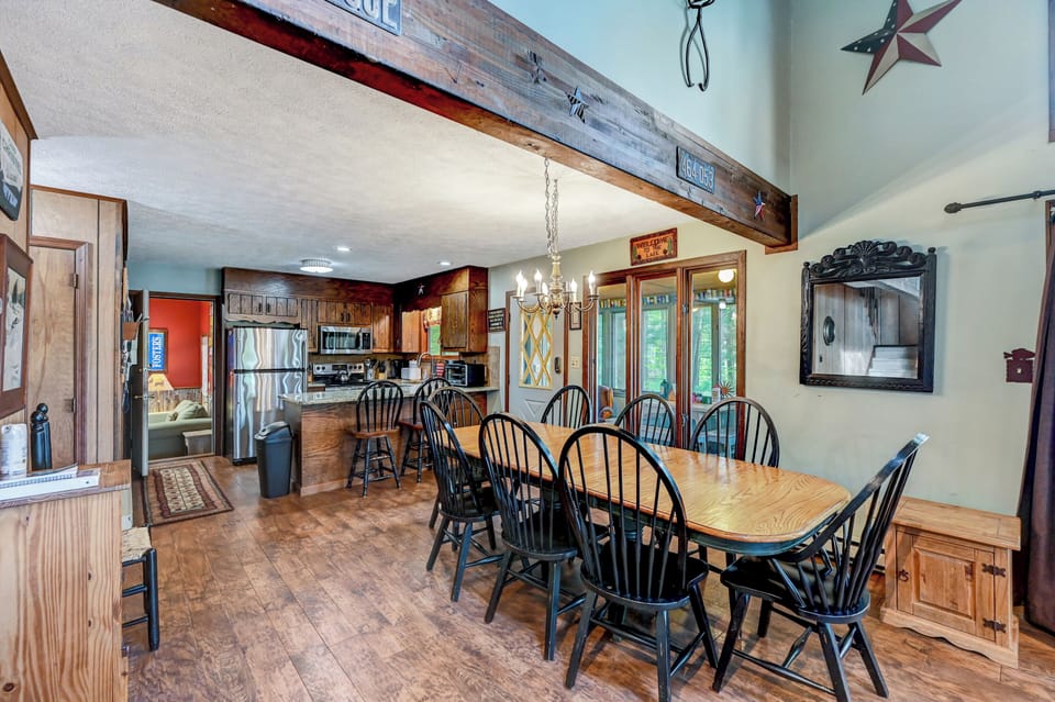 Dining area looking into kitchen