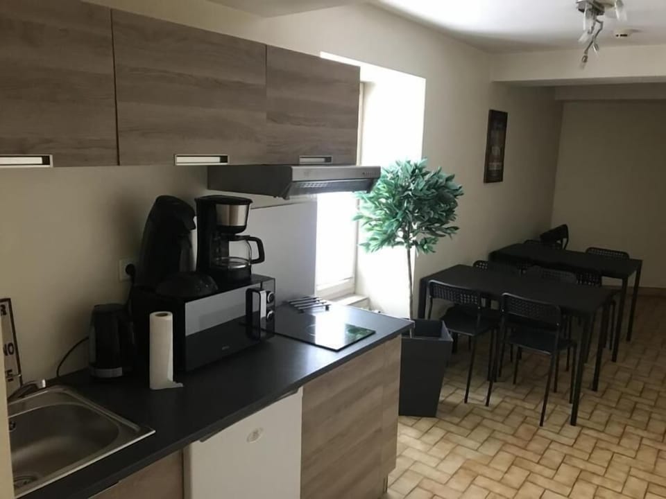 Shared fridge, microwave, coffee/tea maker, electric kettle