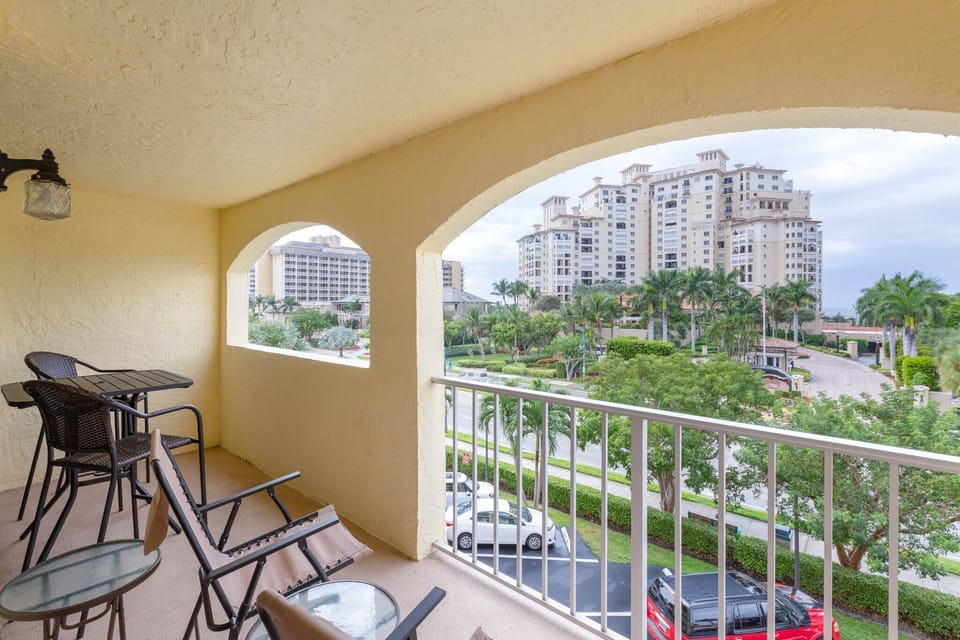 Enjoy sunsets and a peak at the gulf from the front patio.  
