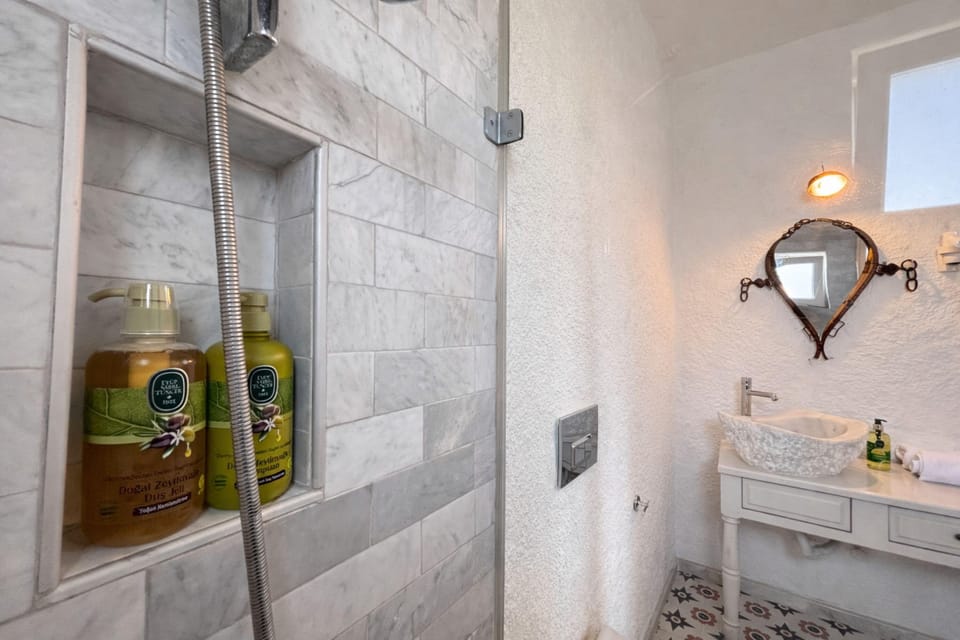 Shower, free toiletries, hair dryer, slippers