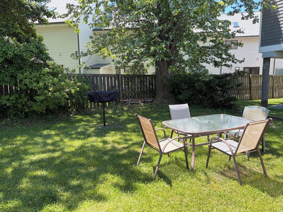 backyard with new charcoal grills
