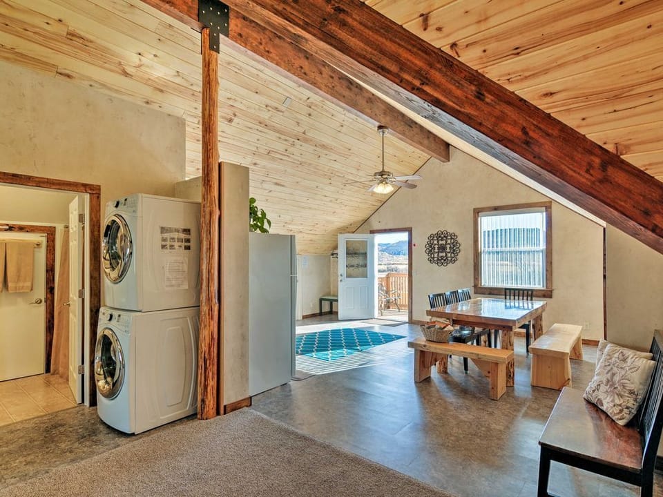 Washer/dryer, next to the east bathroom. Plus another view of the dining area.