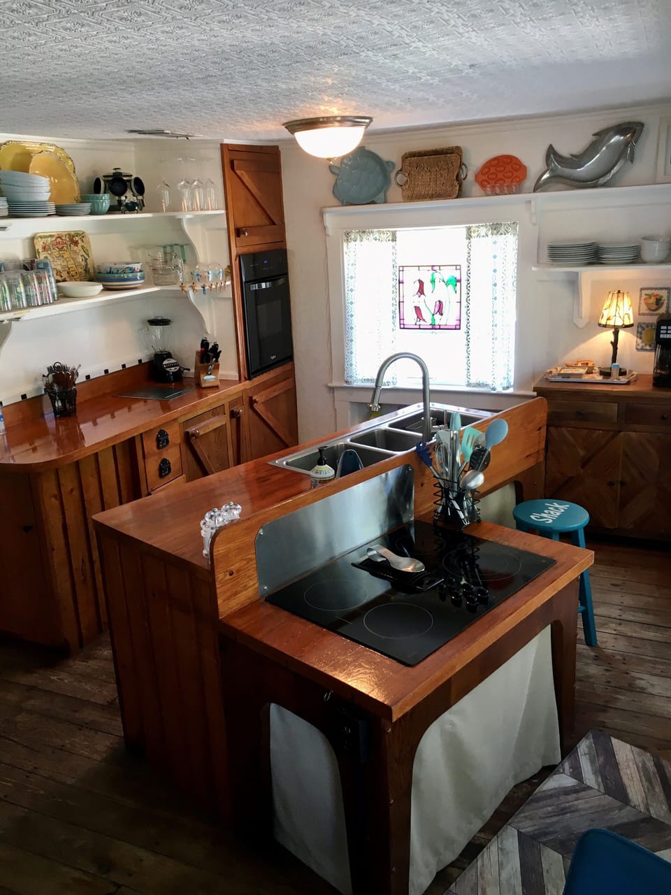 Funky kitchen with new appliances.