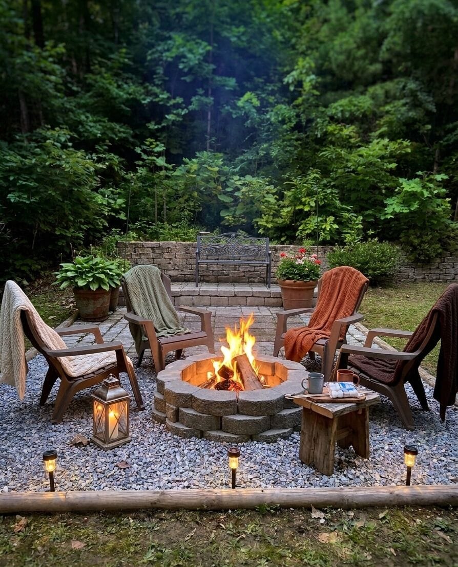 Enjoy sitting by the fire at night.