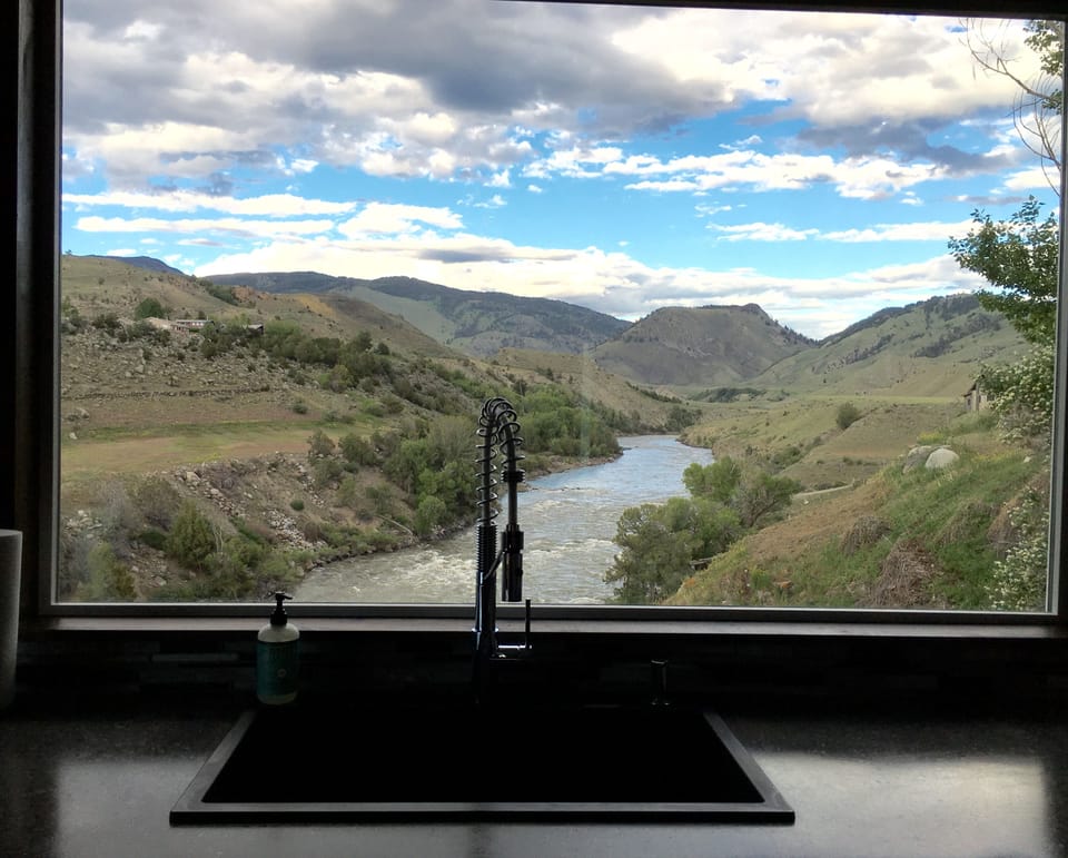 Looking at The Yellowstone River & Park from the large Kitchen window. 