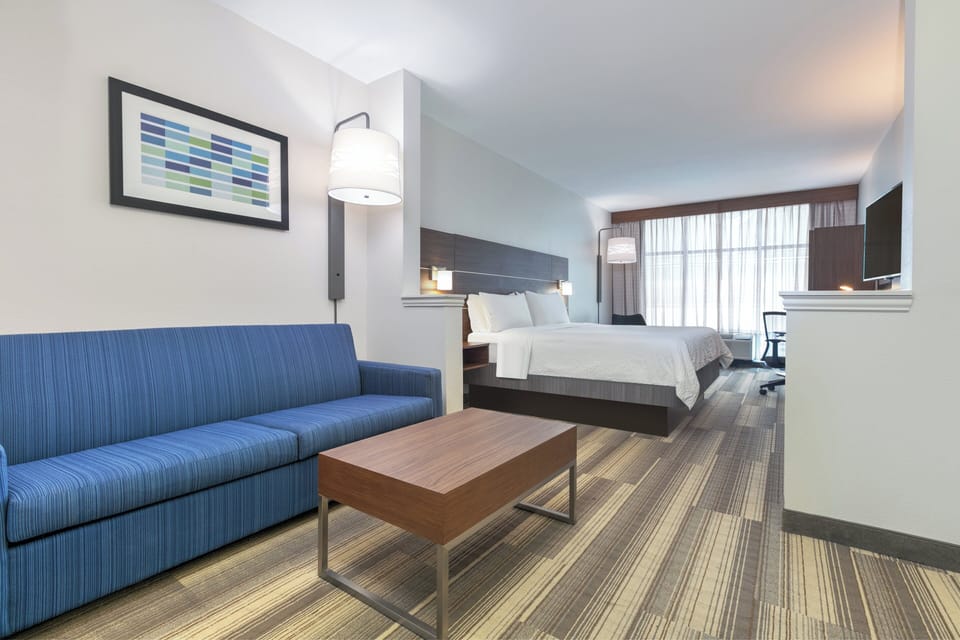 In-room safe, desk, iron/ironing board, cribs (free)
